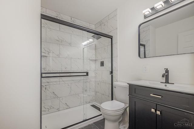 1407 Southwind Dr, Mason, OH 45040 - full bathroom featuring vanity, a shower stall, and marble finish flooring