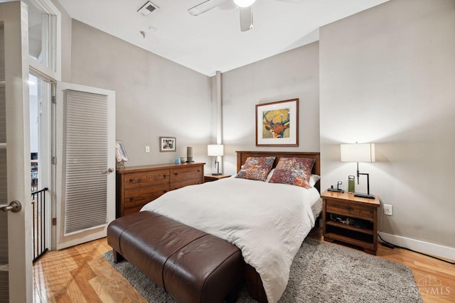 1150 Vine St Unit 15, Cincinnati, OH 45202 - bedroom with light wood-type flooring and a ceiling fan