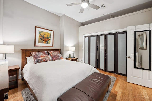 1150 Vine St Unit 15, Cincinnati, OH 45202 - bedroom featuring light wood-style floors and ceiling fan