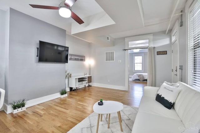 1407 Vine St Unit 303, Cincinnati, OH 45202 - living room with light wood-style floors and a ceiling fan