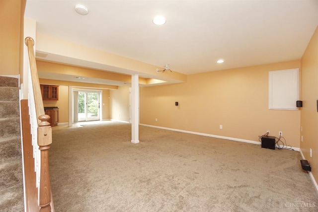 3779 Windyhollow Way, Mason, OH 45040 - basement with stairway, carpet floors, and recessed lighting