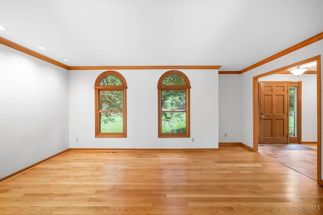 3057 Fox Den Ln, Anderson Twp, OH 45244 - spare room featuring light wood-style flooring, ornamental molding, and recessed lighting