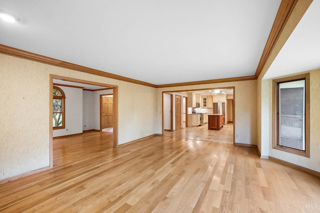 3057 Fox Den Ln, Anderson Twp, OH 45244 - unfurnished living room with crown molding and light wood-style floors