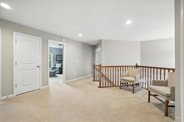 10285 Plantation Pointe Dr, Symmes Twp, OH 45140 - hallway featuring an upstairs landing, light colored carpet, and recessed lighting