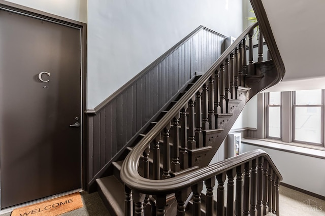 1201 Vine St Unit C, Cincinnati, OH 45202 - staircase featuring carpet flooring