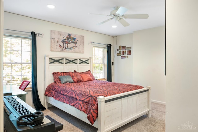 1662 W Kemper Rd, Springfield Twp, OH 45240 - carpeted bedroom featuring recessed lighting and a ceiling fan