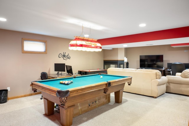 1662 W Kemper Rd, Springfield Twp, OH 45240 - recreation room with carpet flooring, billiards, and recessed lighting