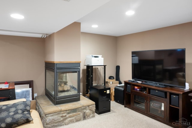 1662 W Kemper Rd, Springfield Twp, OH 45240 - living room featuring carpet floors and recessed lighting