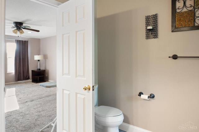 1662 W Kemper Rd, Springfield Twp, OH 45240 - bathroom featuring a ceiling fan and toilet