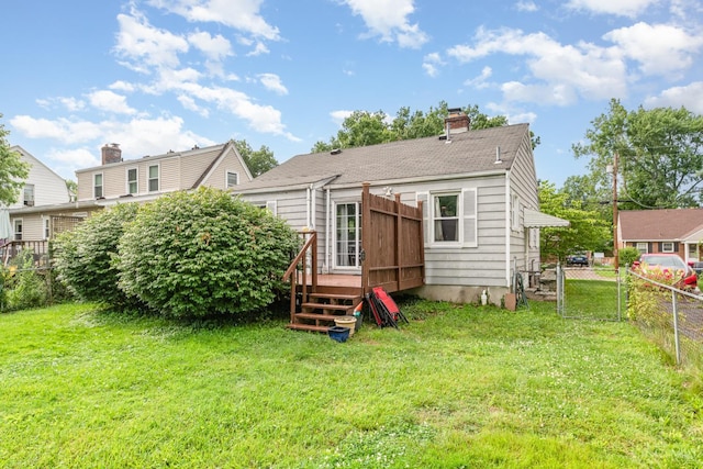 6579 Sherman Ave, Anderson Twp, OH 45230 - back of house featuring a wooden deck and a chimney