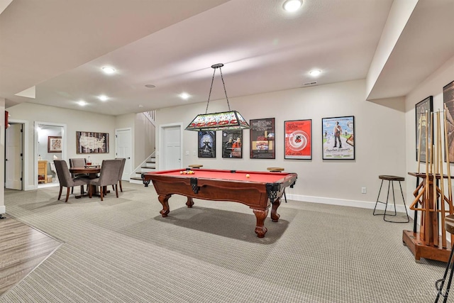 1439 Legacy Ct, Troy, OH 45373 - rec room featuring carpet, billiards, and recessed lighting