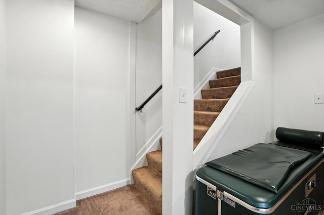 4870 Highland Oaks Dr, Green Twp, OH 45248 - staircase featuring carpet flooring and baseboards