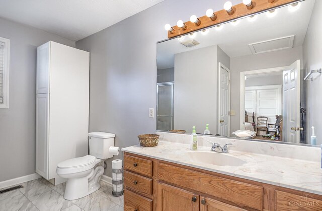 197 Millville, Hamilton, OH 45013 - bathroom with vanity, an enclosed shower, and marble finish floors