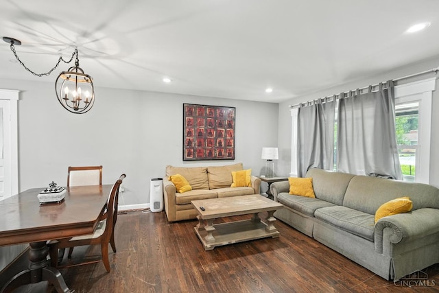 668 Shawhan Rd, Union Twp, OH 45065 - living area featuring recessed lighting, dark wood-style floors, and a chandelier