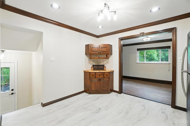 2000 Neeb Rd, Green Twp, OH 45233 - unfurnished room with ornamental molding, recessed lighting, and light marble finish floors