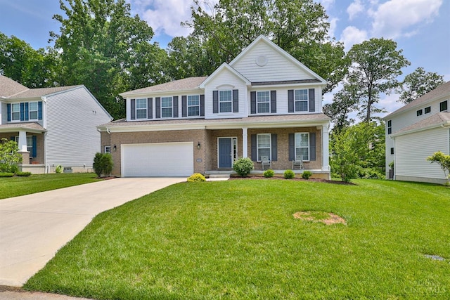 6352 Copperleaf Ln, Miami Twp, OH 45140 - view of front of house with driveway, an attached garage, a front yard, and a porch