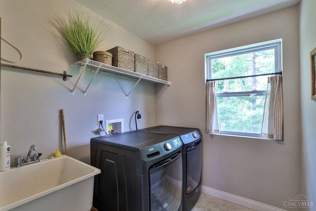 6352 Copperleaf Ln, Miami Twp, OH 45140 - laundry room with washing machine and clothes dryer and a textured ceiling