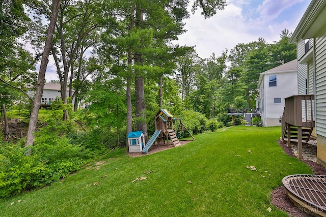 6352 Copperleaf Ln, Miami Twp, OH 45140 - view of grassy yard with a playground and view of scattered trees