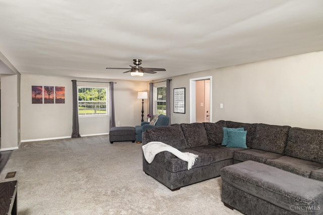 4 Brooklyn Ln, Miami Twp, OH 45150 - living room featuring carpet flooring and a ceiling fan