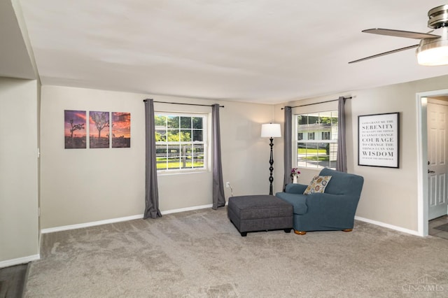 4 Brooklyn Ln, Miami Twp, OH 45150 - sitting room featuring carpet, ceiling fan, and plenty of natural light