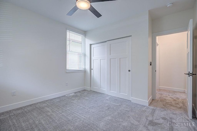 3104 Celeron Ave, Cincinnati, OH 45209 - unfurnished bedroom featuring carpet floors, a closet, and a ceiling fan
