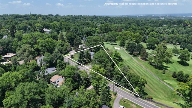 254 Compton Rd, Wyoming, OH 45215 - aerial overview of property's location with property parcel outlined and a local golf course