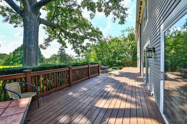 254 Compton Rd, Wyoming, OH 45215 - wooden deck with view of scattered trees