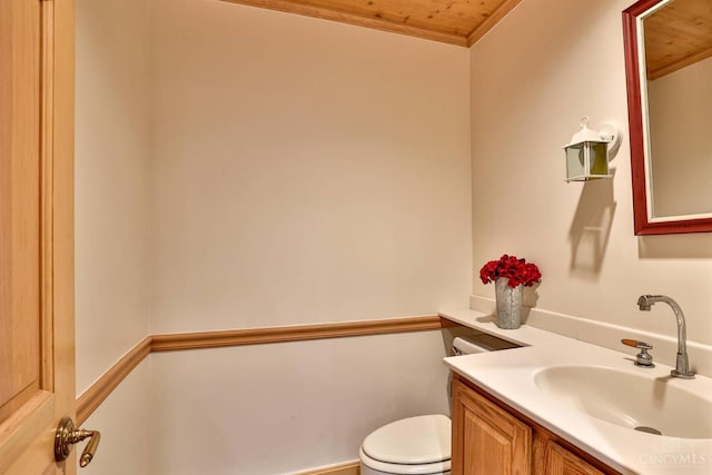 254 Compton Rd, Wyoming, OH 45215 - bathroom with vanity, wooden ceiling, and crown molding