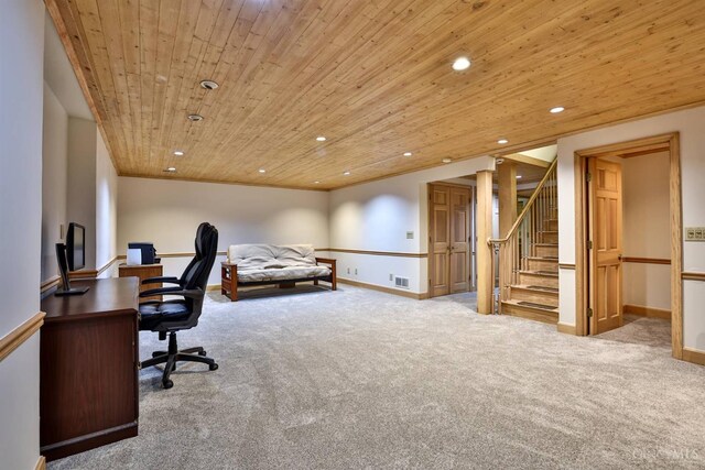254 Compton Rd, Wyoming, OH 45215 - carpeted office featuring recessed lighting and wooden ceiling