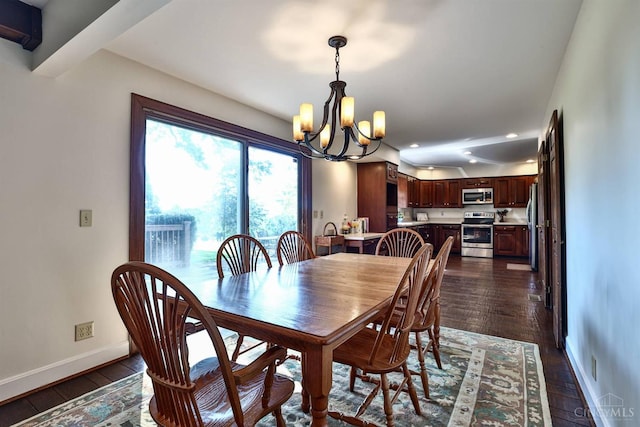 254 Compton Rd, Wyoming, OH 45215 - dining area featuring a chandelier, recessed lighting, and dark wood-type flooring