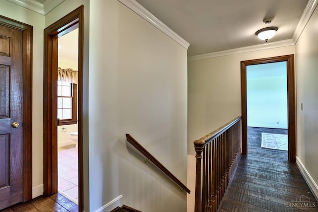254 Compton Rd, Wyoming, OH 45215 - stairway featuring crown molding and wood finished floors