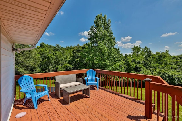 2487 Haddock Dr, Lawrenceburg, IN 47025 - wooden deck featuring a yard
