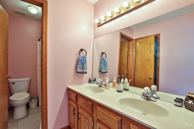2487 Haddock Dr, Lawrenceburg, IN 47025 - bathroom featuring double vanity, tile patterned flooring, and a shower with shower curtain