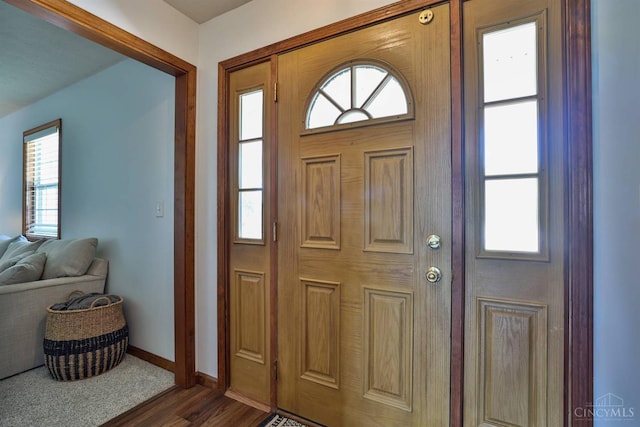 2487 Haddock Dr, Lawrenceburg, IN 47025 - entryway with dark wood-type flooring and healthy amount of natural light