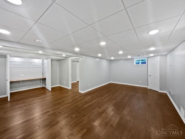 6336 Lansing Ct, Liberty Twp, OH 45011 - below grade area with dark wood-type flooring and recessed lighting