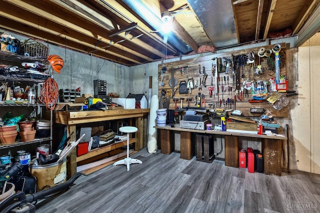 8050 Redhaven Ct, Colerain Twp, OH 45247 - unfinished basement with a workshop area and wood finished floors