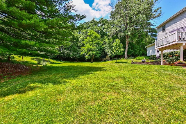8050 Redhaven Ct, Colerain Twp, OH 45247 - view of green lawn with a wooden deck
