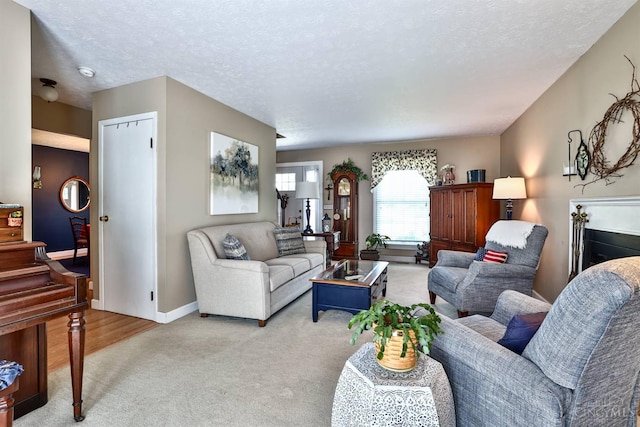 8050 Redhaven Ct, Colerain Twp, OH 45247 - carpeted living room featuring a textured ceiling