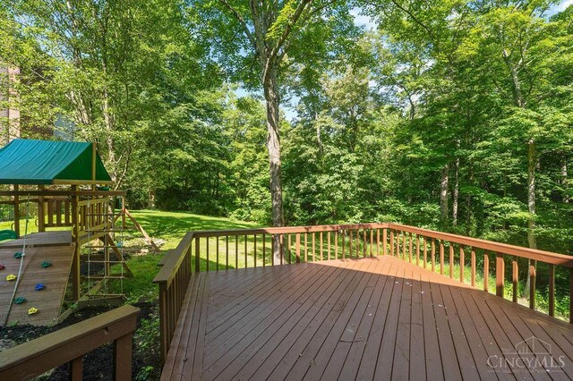 7029 Stonington Rd, Anderson Twp, OH 45230 - wooden terrace featuring a playground