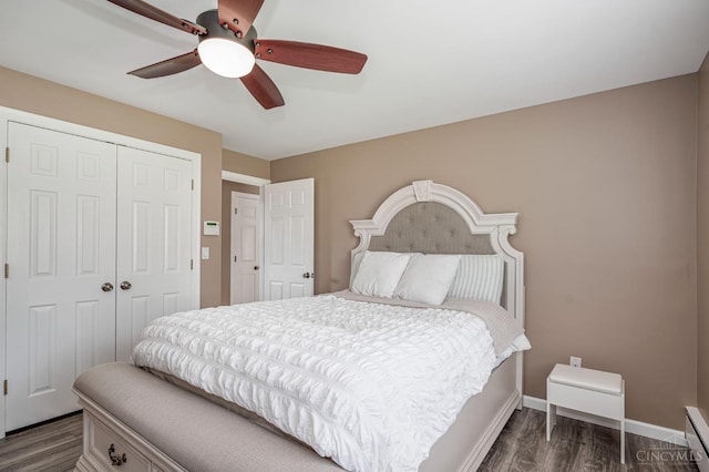 854 Nordyke Rd, Anderson Twp, OH 45255 - bedroom featuring a closet, dark wood-style flooring, and ceiling fan
