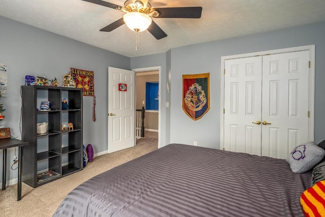 3773 Top Flite Ln, Mason, OH 45040 - bedroom with carpet, a closet, and ceiling fan