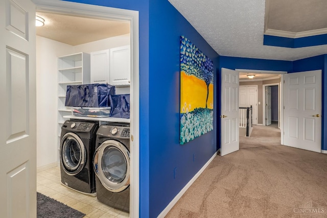 3773 Top Flite Ln, Mason, OH 45040 - laundry room featuring separate washer and dryer, a textured ceiling, and carpet floors