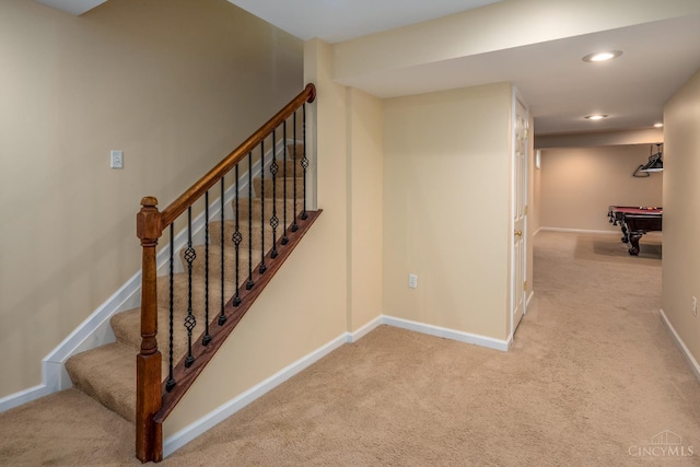 3773 Top Flite Ln, Mason, OH 45040 - staircase with carpet flooring, billiards, and recessed lighting
