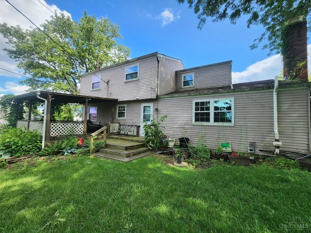 2920 Spruceway Dr, Colerain Twp, OH 45251 - back of house featuring a lawn and a wooden deck