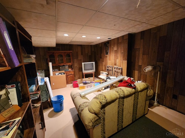 2920 Spruceway Dr, Colerain Twp, OH 45251 - living area featuring wooden walls and recessed lighting