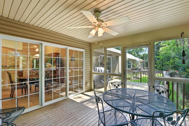 1123 Elk Run, Hamilton Twp, OH 45039 - sunroom featuring outdoor dining area and a ceiling fan
