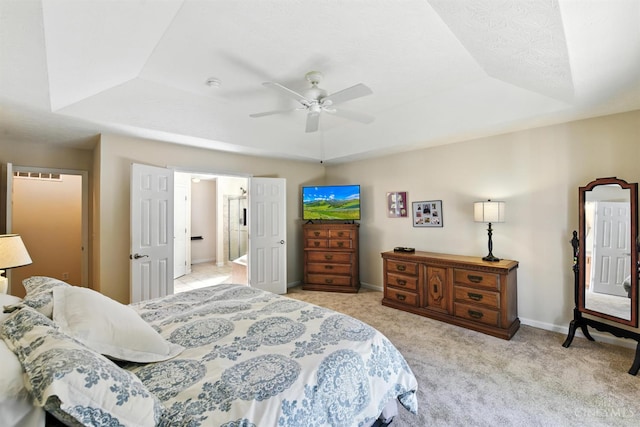 1123 Elk Run, Hamilton Twp, OH 45039 - bedroom featuring a raised ceiling, carpet, and ceiling fan