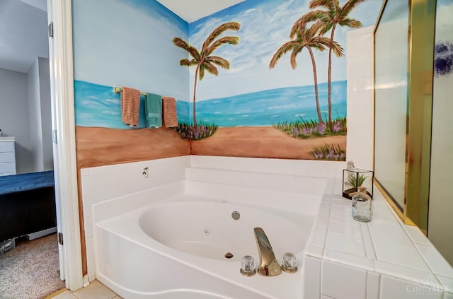 5788 Spire Ridge Ct Unit 13B, Green Twp, OH 45247 - bathroom with a tub with jets and tile patterned floors