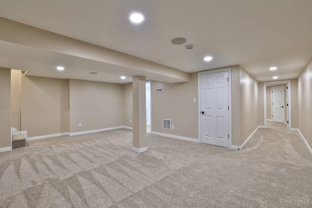 711 S Main St, Monroe, OH 45050 - finished basement featuring light carpet and recessed lighting