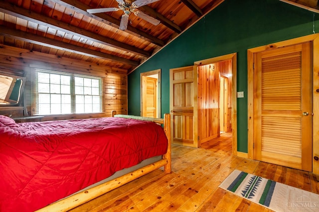 2914 Pond Run Ln, Pierce Twp, OH 45157 - bedroom featuring wooden ceiling, wood-type flooring, and wooden walls
